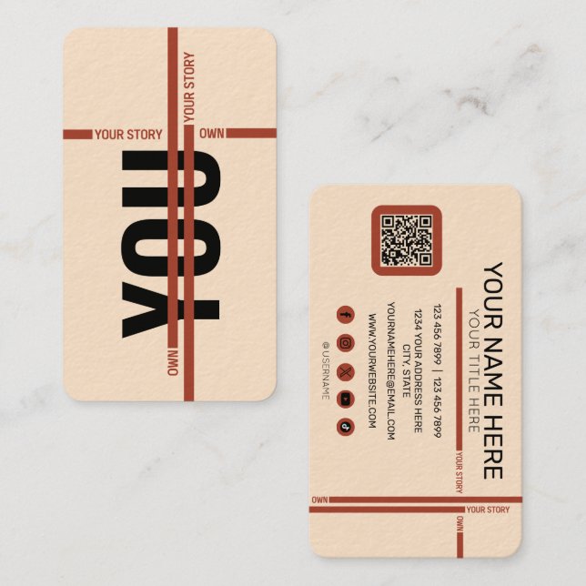 Tarjeta De Visita Own Your Story Shirt – Bold Motivational Quote (Anverso / Reverso)