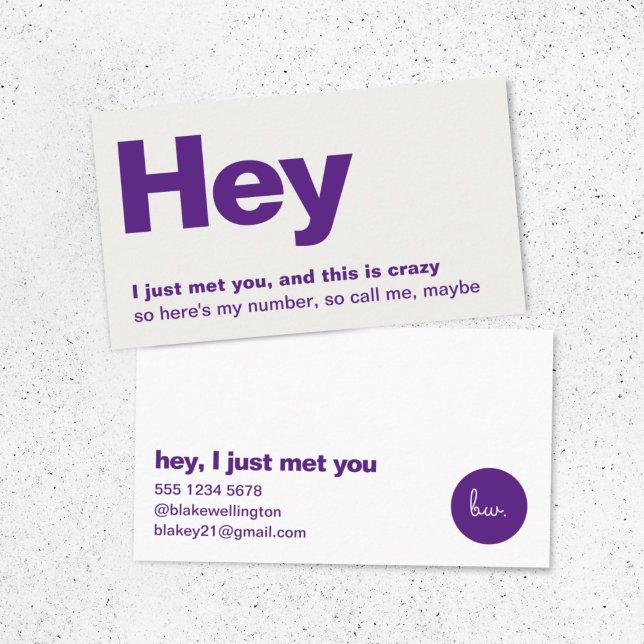 Tarjeta De Visita Oye, Acabo De Conocirte. | Divertido morado de cit (Subido por el creador)