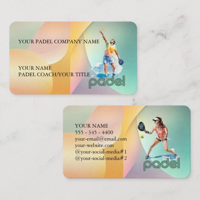 Tarjeta De Visita Padel Business Card - Vibrant Padel Style-1 (Anverso / Reverso)