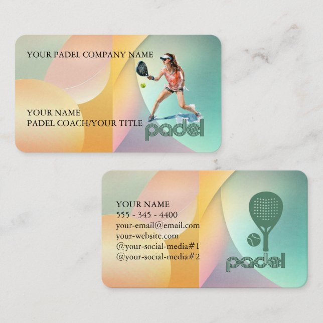Tarjeta De Visita Padel Business Card - Vibrant Padel Style 3 (Anverso / Reverso)