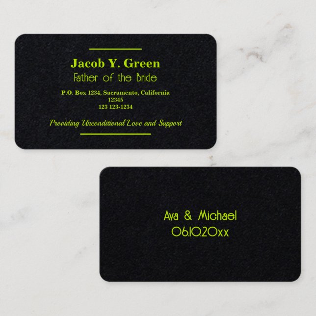 Tarjeta De Visita Padre de la novia (Anverso / Reverso)