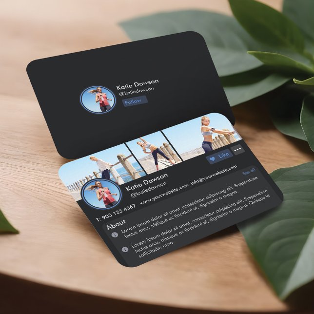 Tarjeta De Visita Página Perfil del entrenador personal de medios so (Social Media Personal Fitness Trainer Profile Page Business Card)