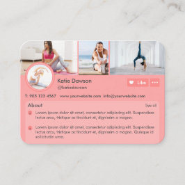 Tarjeta De Visita Página Perfil del entrenador personal de medios so