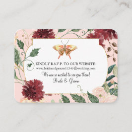 Tarjeta De Visita Página web Boda RSVP Acuarela Otoño Floral Rosa