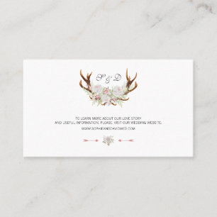 Tarjeta De Visita Página web del Boda de Antlers Florales Blancos de