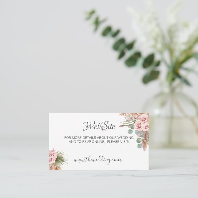 Tarjeta De Visita Página web del Boda floral de Boho ruso (Anverso de pie)