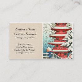 Tarjeta De Visita Pagoda en la nieve Kawase Hasui shin hanga arte