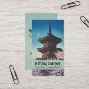 Tarjeta De Visita Pagoda japonesa vintage de una tarde de primavera 