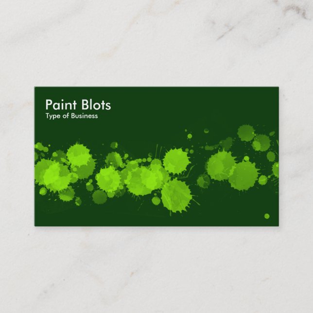 Tarjeta De Visita Paint Blots - Chartreuse on Dk Green (Anverso)
