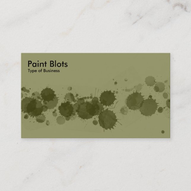 Tarjeta De Visita Paint Blots - Dk Olive on Khaki (Anverso)