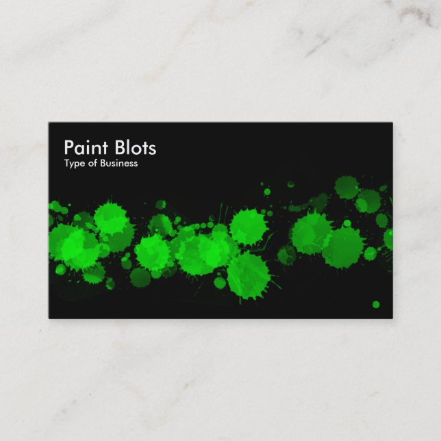 Tarjeta De Visita Paint Blots - Green on Black (Anverso)