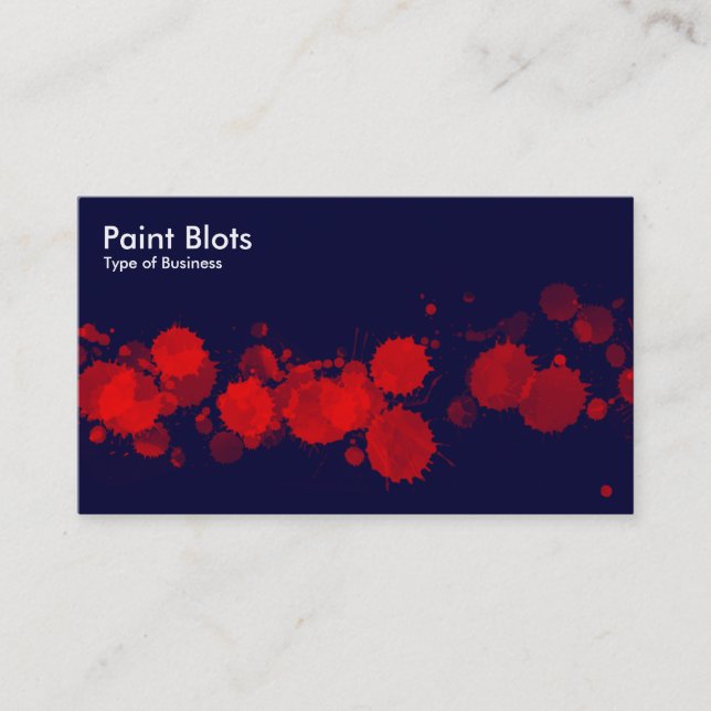 Tarjeta De Visita Paint Blots - Red on Dk Navy (Anverso)