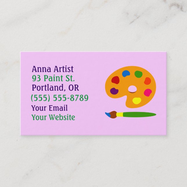 Tarjeta De Visita Paint Palette Artists Business Cards (Anverso)
