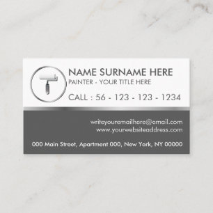 Tarjeta De Visita Paint Roller Gray Circle Simple