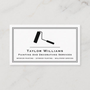 Tarjeta De Visita Paint Roller Painting Services Painter Black White