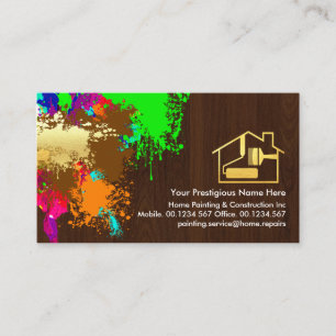 Tarjeta De Visita Paint Splatt On Wood Grain