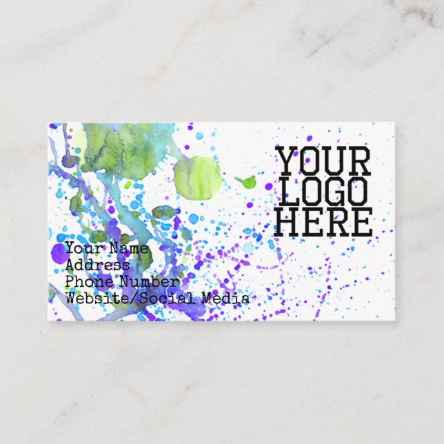 Tarjeta De Visita Paint Splatter Business Card (Anverso)