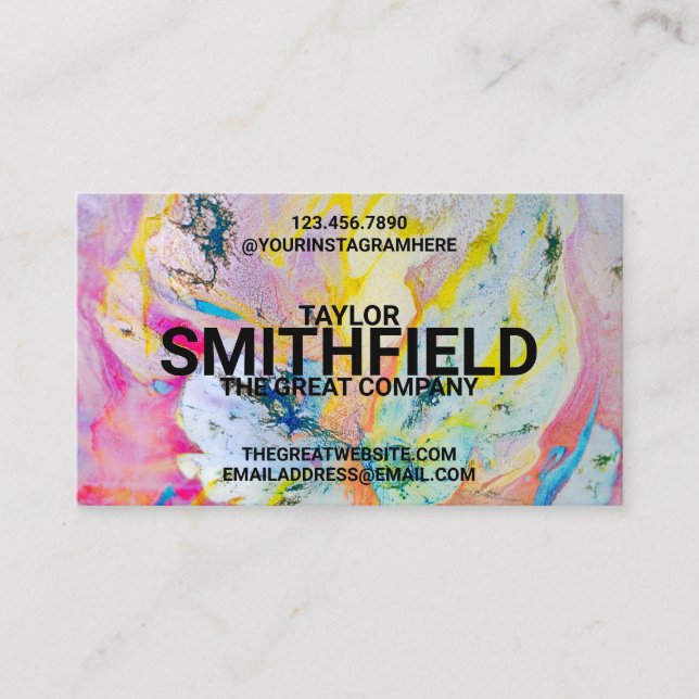 Tarjeta De Visita Paint Splatter Color Trendy (Anverso)
