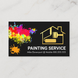 Tarjeta De Visita Paint Splatter Gold Home Brussel Painter