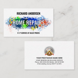 Tarjeta De Visita Paint Splatter Home Repairs Remodelación