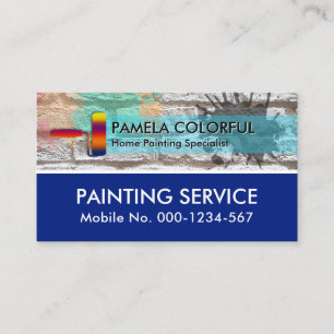 Tarjeta De Visita Paint Splatter on Brick Wall Painter