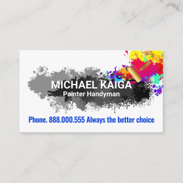 Tarjeta De Visita Paint Splatters Home Painting Service (Anverso)