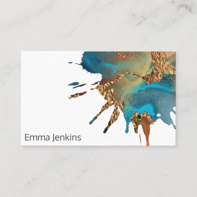 Tarjeta De Visita Paint Splotch Con Artista De Oro (Anverso)