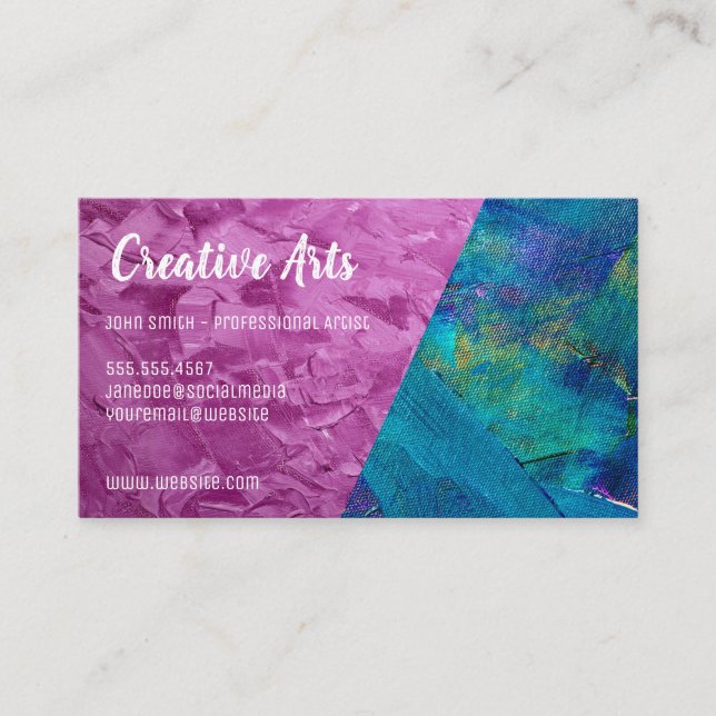 Tarjeta De Visita Paint Stroke| Artista | Bloque de color (Anverso)