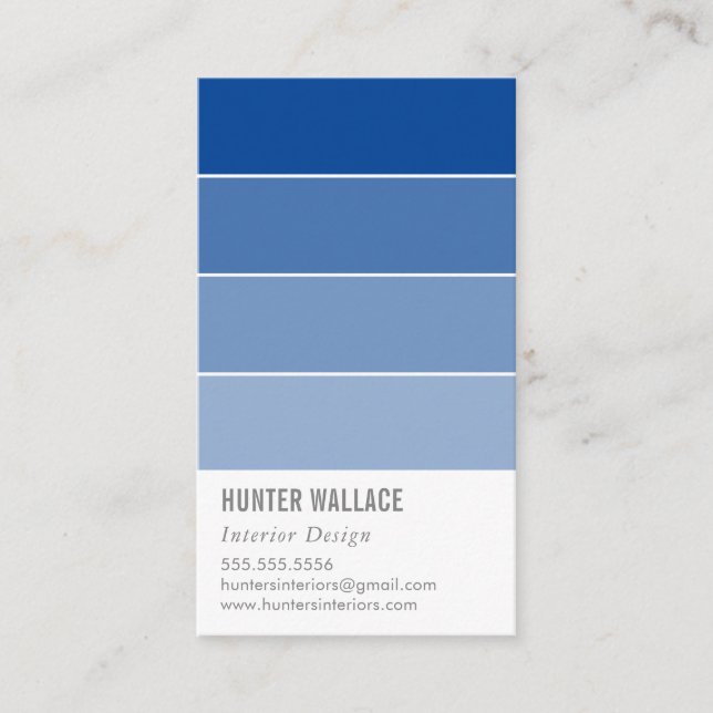 Tarjeta De Visita PAINT SWATCH CHIP azul real oscuro moderno (Anverso)