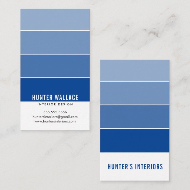 Tarjeta De Visita PAINT SWATCH CHIP diseño moderno azul oscuro real (Anverso / Reverso)