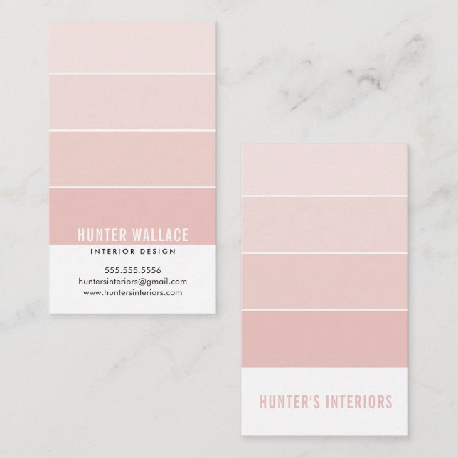 Tarjeta De Visita PAINT SWATCH CHIP interior moderno oscuro rosa (Anverso / Reverso)
