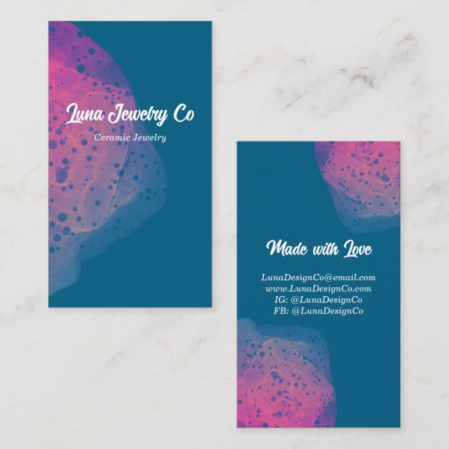 Tarjeta De Visita Painted Pink Rainbow Jewelry Business Card  (Anverso / Reverso)