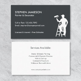 Tarjeta De Visita Painter & Decorator Painting Services Grey & White
