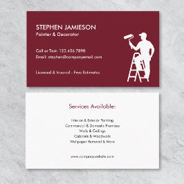 Tarjeta De Visita Painter & Decorator Painting Services Red White