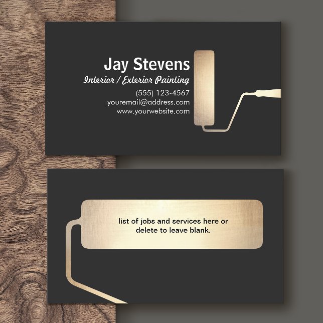 Tarjeta De Visita Painter Gold Paint Roller Black Business card (Subido por el creador)