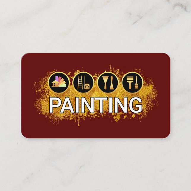 Tarjeta De Visita Painter's Tool Gold Paint Splatter (Anverso)