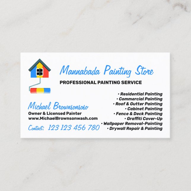 Tarjeta De Visita Painting Service Decor Modern Professional (Anverso)