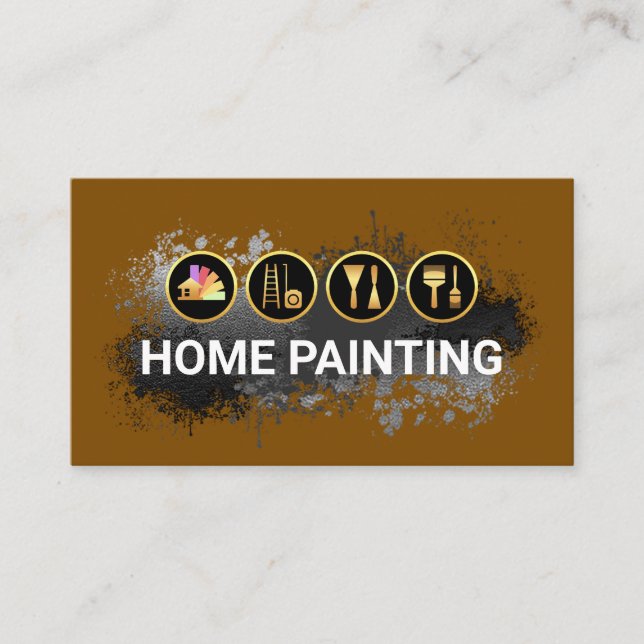 Tarjeta De Visita Painting Tools In Paint Splatter (Anverso)