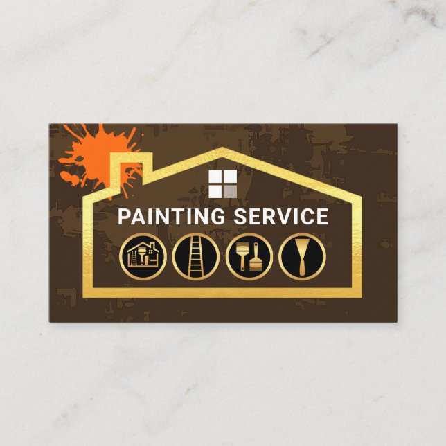 Tarjeta De Visita Painting Tools Peeling Paint Gold Home (Anverso)