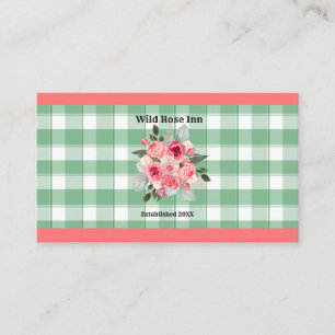 Tarjeta De Visita País Gingham Rosas silvestres B & B Personalizado 