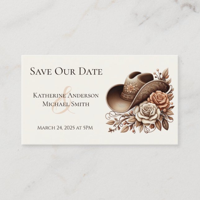 Tarjeta De Visita País Gorra de Vaquera Occidental con Flores (Anverso)