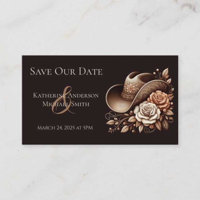 Tarjeta De Visita País Gorra de Vaquera Occidental con Flores (Anverso)