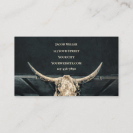 Tarjeta De Visita País occidental Beige Gray Rústico Bull Skull