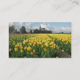 Tarjeta De Visita Paisaje amarillo del molino de viento del campo de