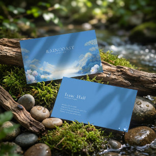 Tarjeta De Visita Paisaje azul de Chinoiserie Etérea Flor blanca