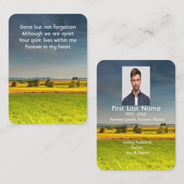 Tarjeta De Visita Paisaje conmemorativo de los campos de cultivo de  (Anverso / Reverso)
