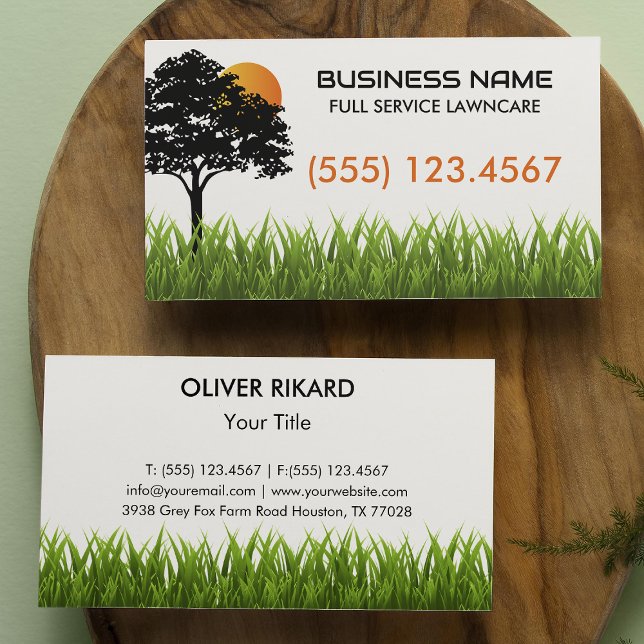 Tarjeta De Visita Paisaje de árboles verdes de césped solar (Subido por el creador)