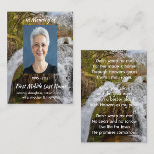 Tarjeta De Visita Paisaje de cascada cristiana Recuerdo conmemorativ
