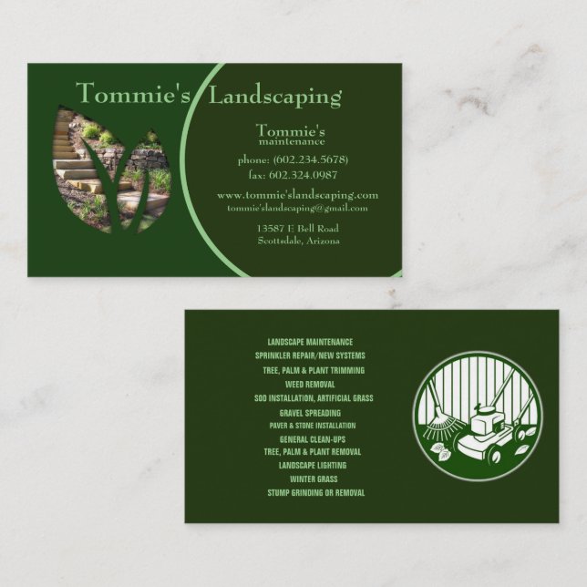 Tarjeta De Visita Paisaje de la hoja verde de los negocios (Anverso / Reverso)