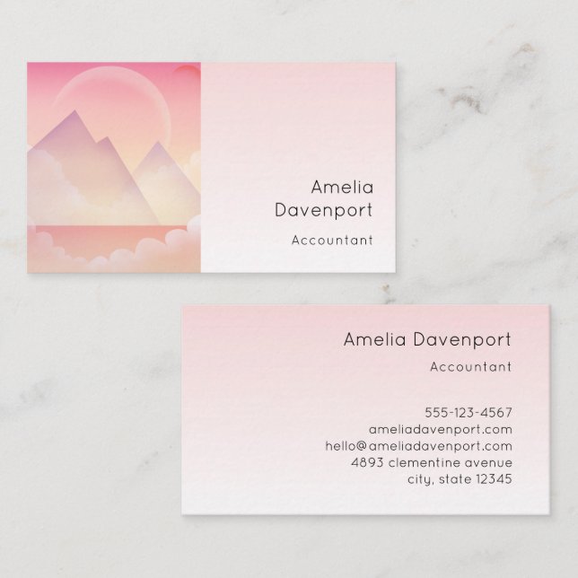 Tarjeta De Visita Paisaje de la montaña Dreamy Pastel (Anverso / Reverso)